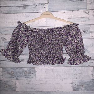 Lulus off the shoulder smocked crop top